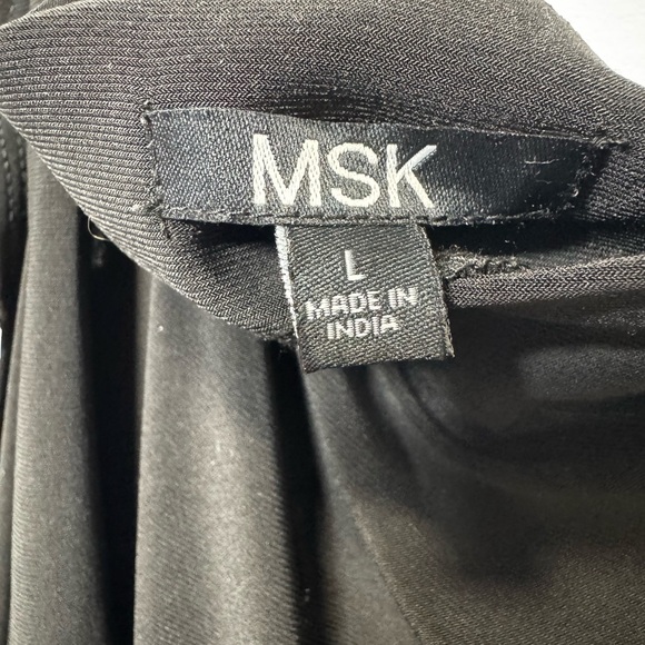 MSK Black Asymmetrical 3/4 Sleeve Blouse with Cut-Out Details - Picture 3 of 4